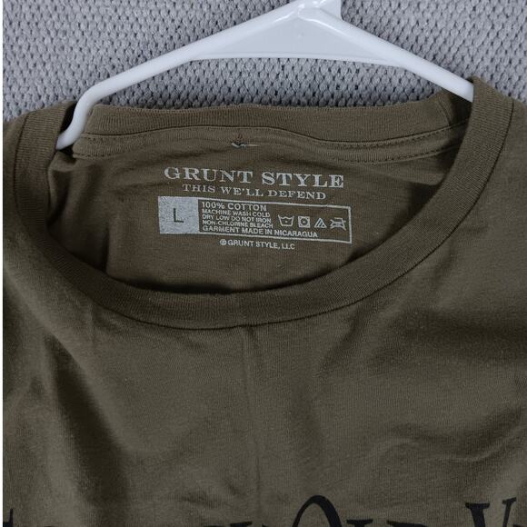 Grunt Style T Shirt Mens L Army Green Grumpy Old Vet Flag Patriotic - Picture 6 of 11